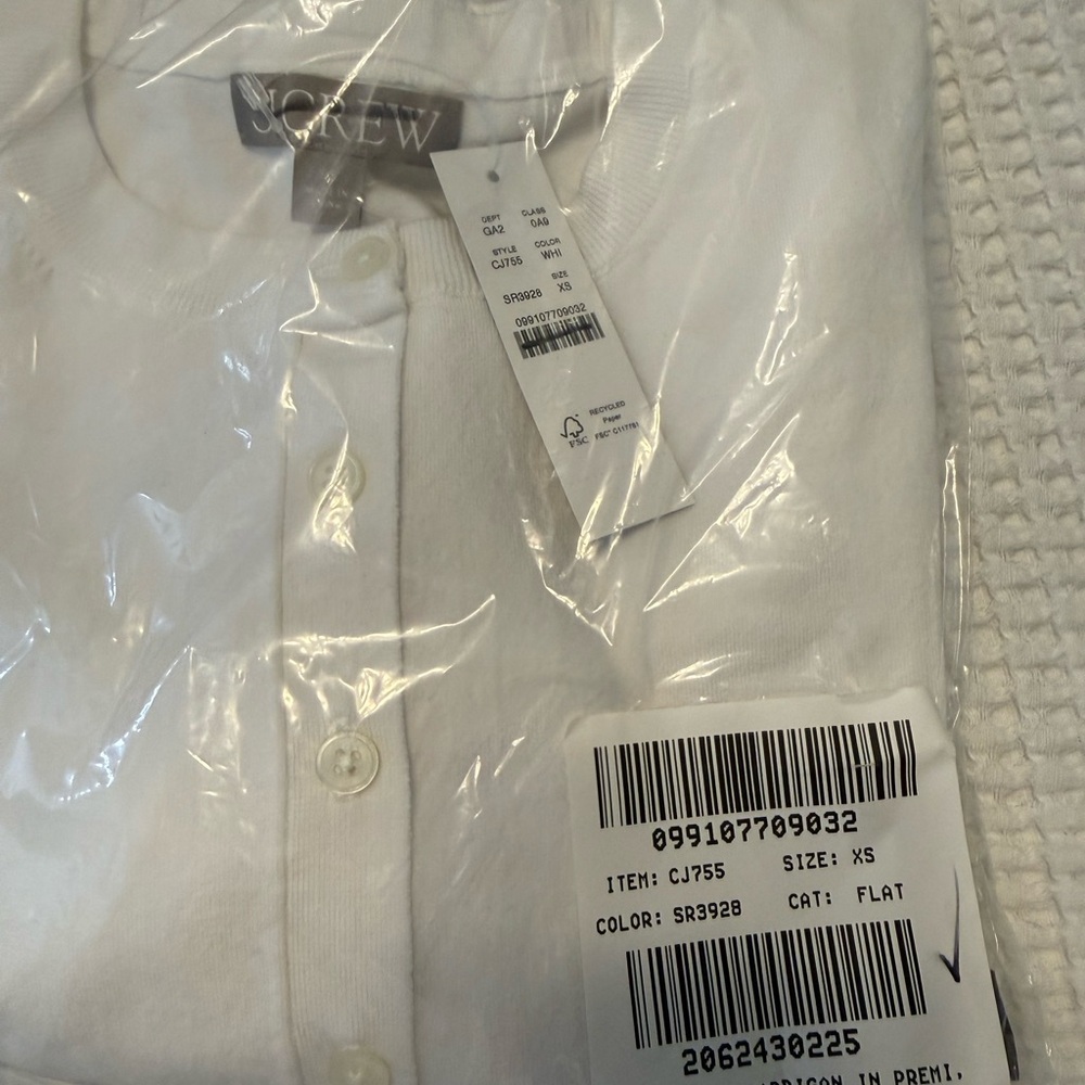 J. Crew Jackie Cardigan Sweater in Premium Ultra Fine Cotton Blend NWT XS White - Picture 7 of 12